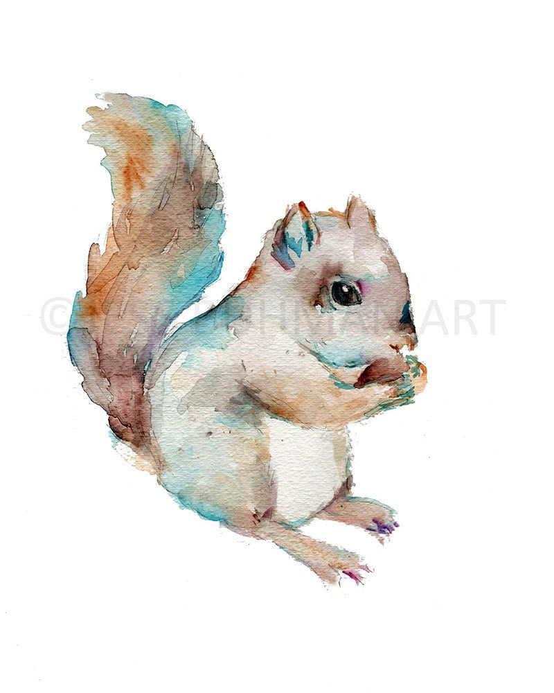 Squirrel Watercolor Print | "Squirrel" by JessBuhman, Multiple Sizes, Select Your Size, Watercolor Animal, Nursery Art, Woodland Art