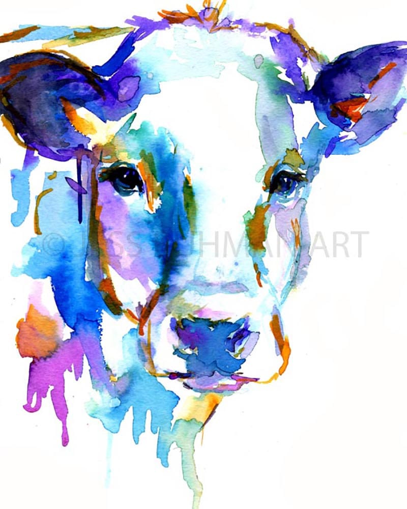 Cow Watercolor Print | "Cow" by Jess Buhman, Choose Your Size, Multiple Sizes, Nursery Art, Farm Animal Painting