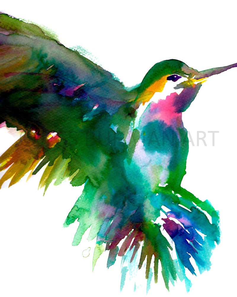 Hummingbird Print | "Melody the Hummingbird" by Jess Buhman, Digital Download, Print Yourself, Bird Painting, Wall Art, Home Decor