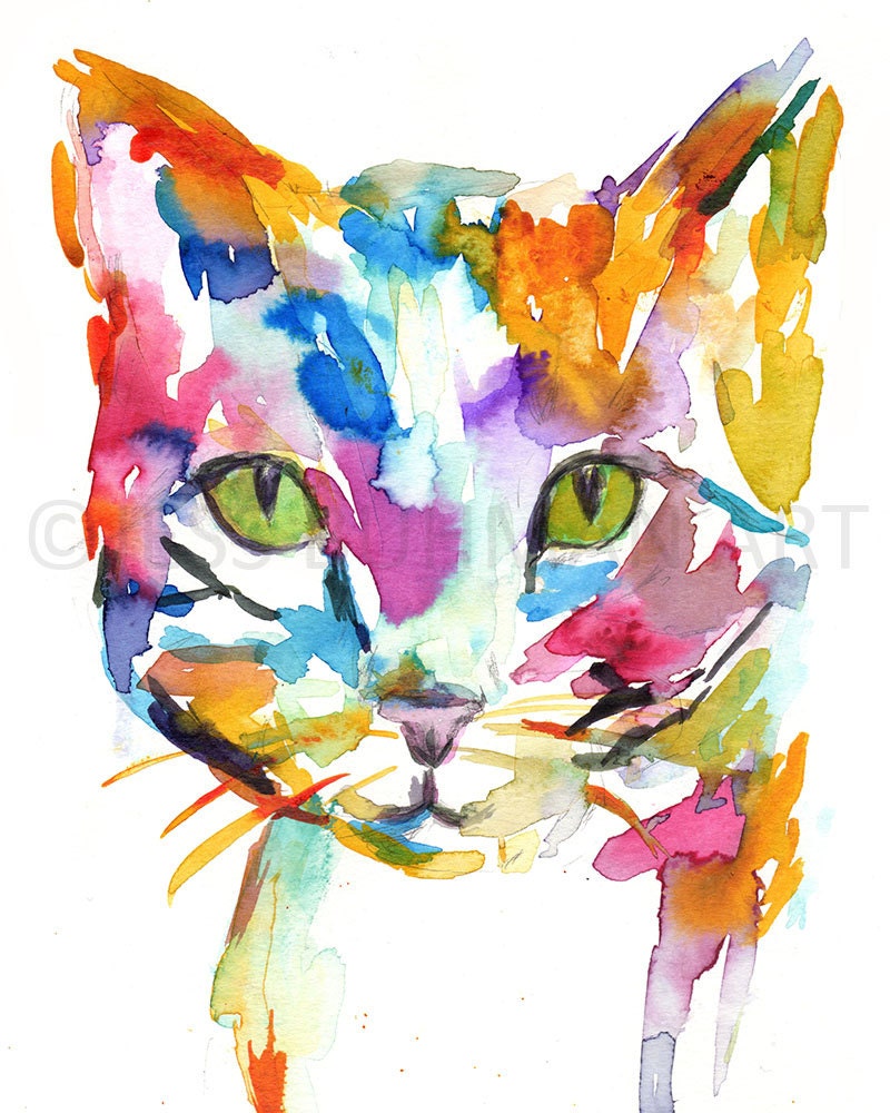 Cat Watercolor Print | "Cat" by Jess Buhman, Multiple Sizes, Select Your Size, Cat Painting, Pet Painting, Tabby Cat Painting