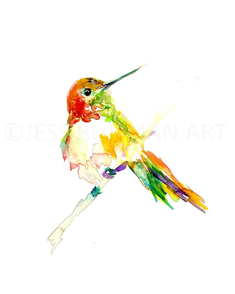 Hummingbird Watercolor Print | "Hum" by Jess Buhman, Multiple Sizes, Select Your Size,