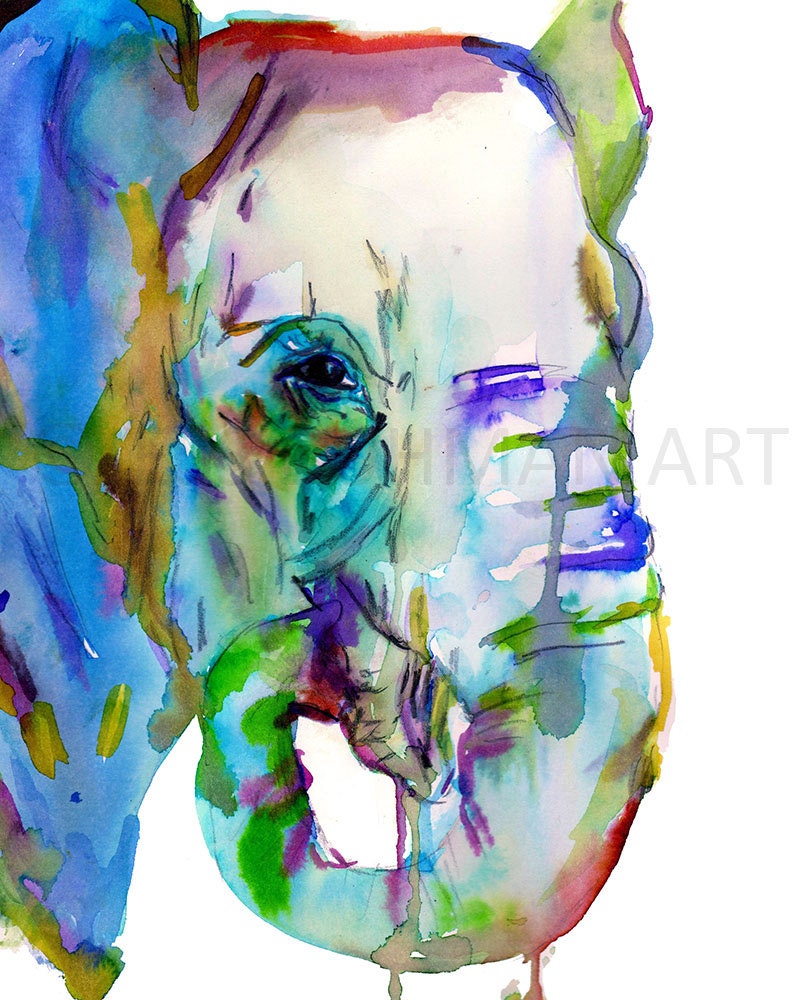 Elephant Watercolor Print | "Elephun" by Jess Buhman, Elephant Painting, Elephant Print, Nursery Art, Jungle Art, Zoo Animal Art