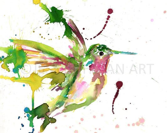 Hummingbird Watercolor Print | "Hum Away With Me" by Jess Buhman, Multiple Sizes, Select Your Size, Cabin Art, Garden Decor, Bird Art