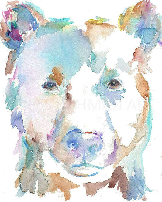 Bear Watercolor Portrait Print | "Barnaby the Bear" by Jess Buhman, Multiple Sizes, Select Your Size, Nursery Art, Woodland Art