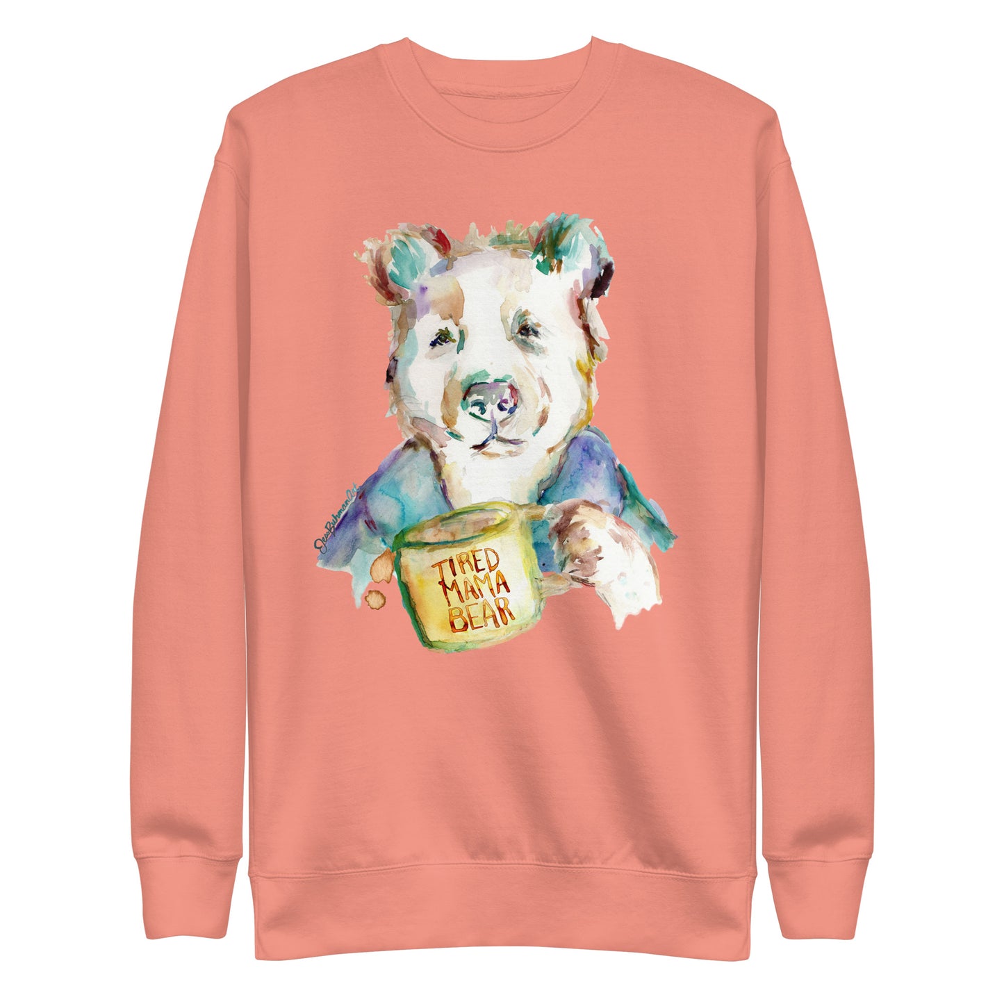 Tired Mama Bear Unisex Premium Sweatshirt With Artwork by Jess Buhman