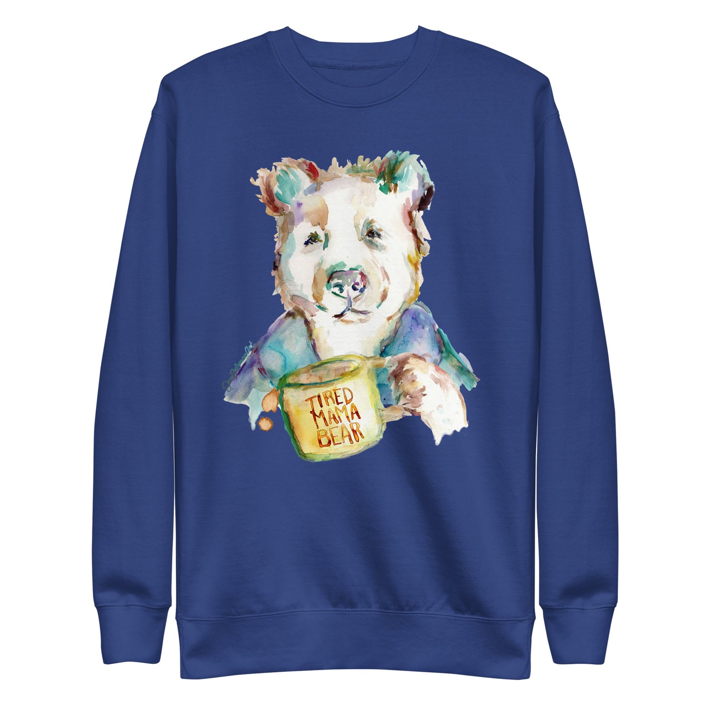 Tired Mama Bear Unisex Premium Sweatshirt With Artwork by Jess Buhman
