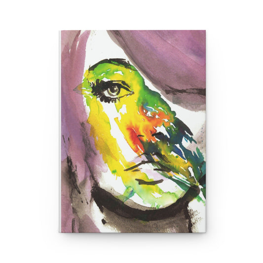 Hardcover Journal Watercolor Woman Bird Art