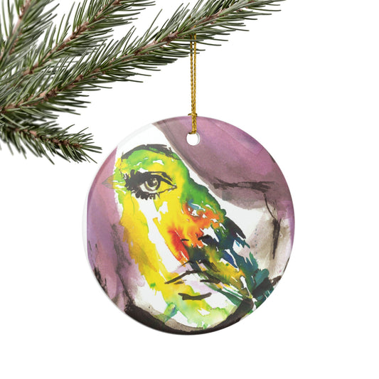 "Bird's Eye View" Watercolor Portrait Ceramic Decoration Ornament