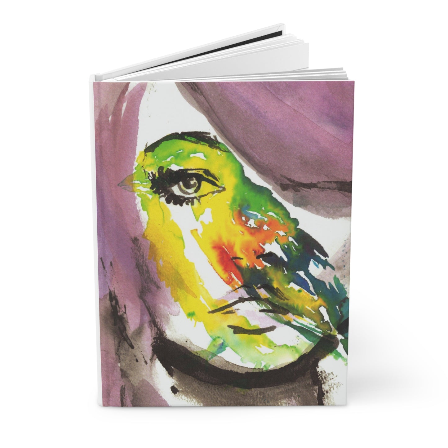 Hardcover Journal Watercolor Woman Bird Art