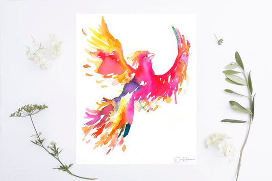 “Phoenix” watercolor print by Jess Buhman, Multiple Sizes, Wall Art, Nursery Painting, Home Decor, Choose Your Size