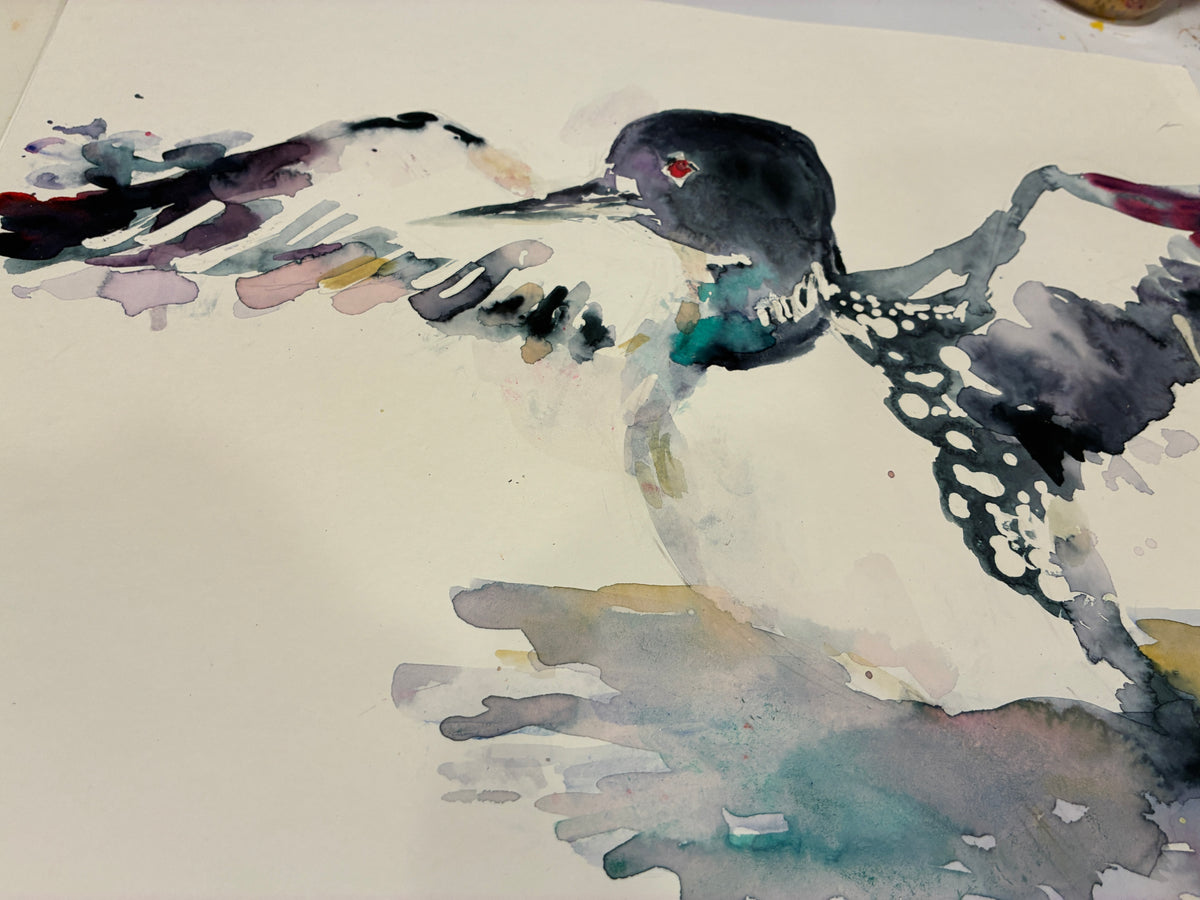 "Can't Keep Us Down" Original Loon Watercolor on 11" x 14" paper
