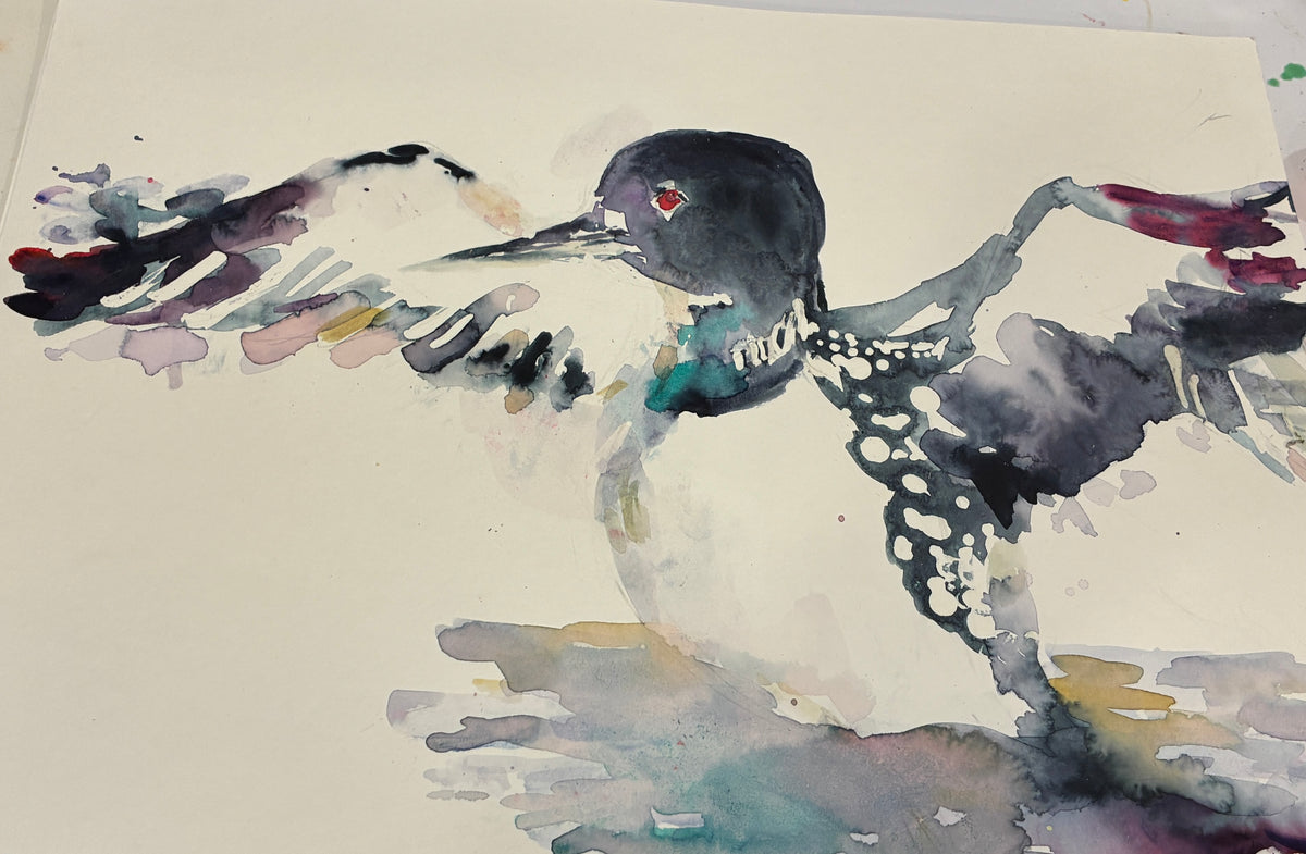 "Can't Keep Us Down" Original Loon Watercolor on 11" x 14" paper