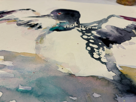 "Can't Keep Us Down" Original Loon Watercolor on 11" x 14" paper