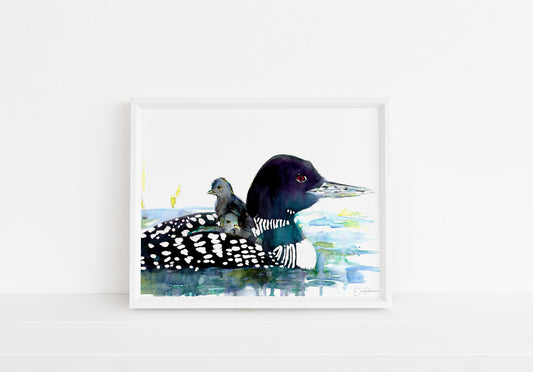 Loon Watercolor Print | "Loon Love" by Jess Buhman, Multiple Sizes, Wall Art, Minnesota Painting, Home Decor, Choose Your Size