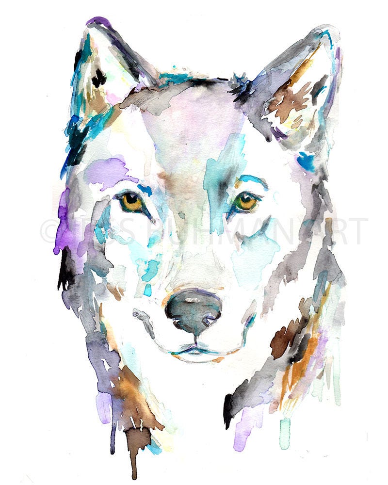 Wolf Painting Print | "Wolf Like Me" by Jess Buhman, Multiple Sizes, Select Your Size, Watercolor Wolf Print, Woodland Decor, Colorful Wolf