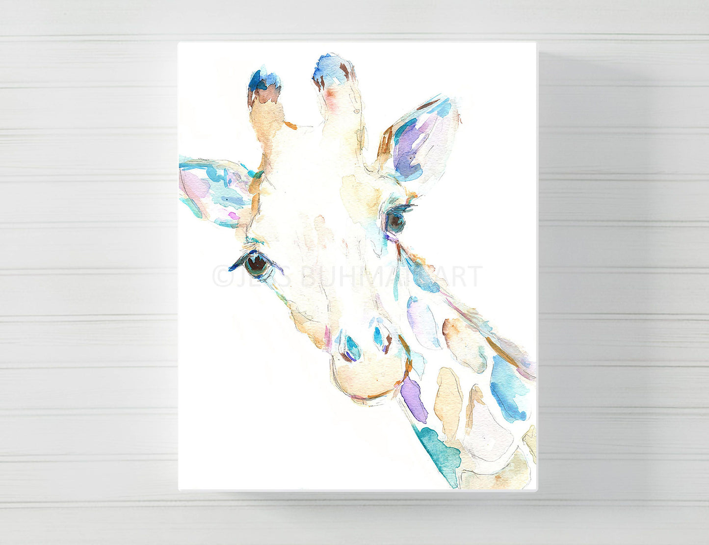 Giraffe Watercolor Canvas Print | "Giraffe" by Jess Buhman, Multiple Sizes, Select Your Size, Print of Giraffe, Zoo Animal, Nursery Animal