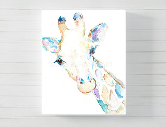 Giraffe Watercolor Canvas Print | "Giraffe" by Jess Buhman, Multiple Sizes, Select Your Size, Print of Giraffe, Zoo Animal, Nursery Animal