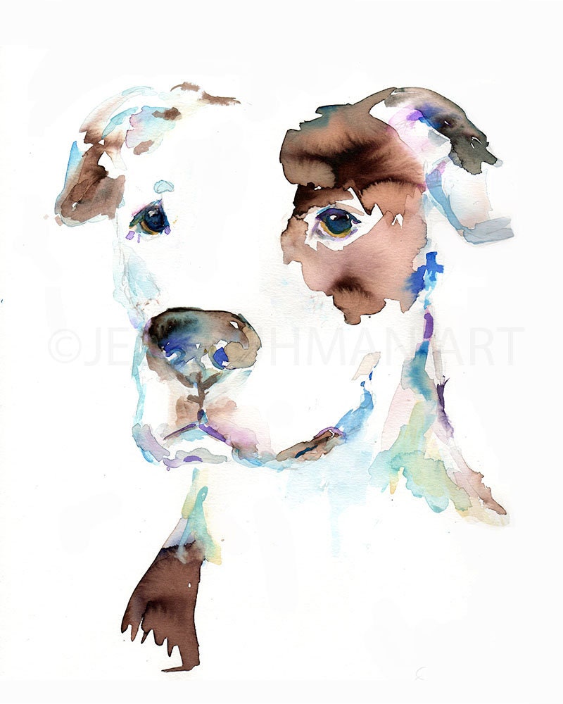 Watercolor Dog Painting | "Pit Bull" by Jessica Buhman, Multiple Sizes, Print of Dog, Pit Bull Painting Boxer Art, Print of Dog, Pet Art