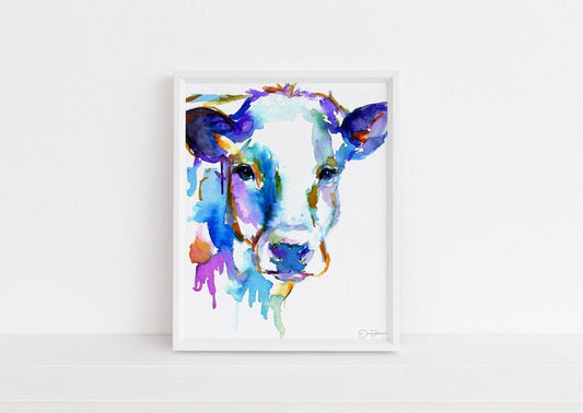 Cow Watercolor Digital Download Print, "Cow" by Jess Buhman, Instant Download, Print at Home, Nursery Art