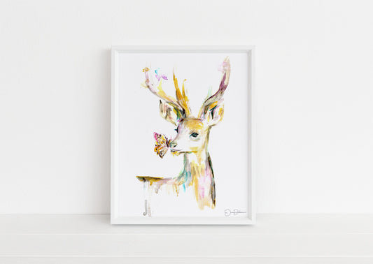 Deer Watercolor Print | "Stay Golden, Deer" by Jess Buhman, Multiple Sizes, Select Your Size, Nursery Art