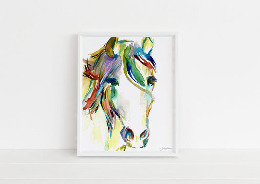 Horse Watercolor Print Instant Download | "Horsin' Around" by Jess Buhman, 8" x 10" Digital File, Print at Home