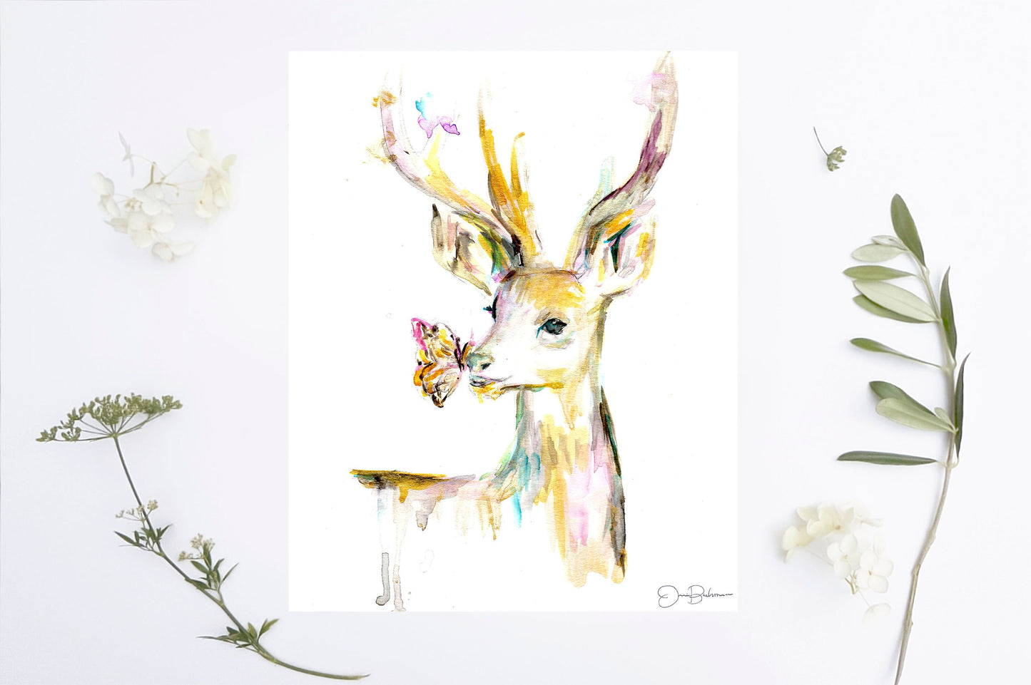 Deer Painting Digital Download, "Stay Golden, Deer" by Jess Buhman, Instant Download, Print At Home, Digital File