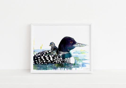 Loon Painting, Digital Download Print | "Loon Love" by Jess Buhman, 8" x 10" digital print, Instant Download
