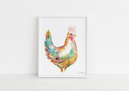 Chicken Print Digital Download, "Chica the Chicken" by Jess Buhman, Instant Download, Print at Home, Watercolor Animal, Farmhouse Art