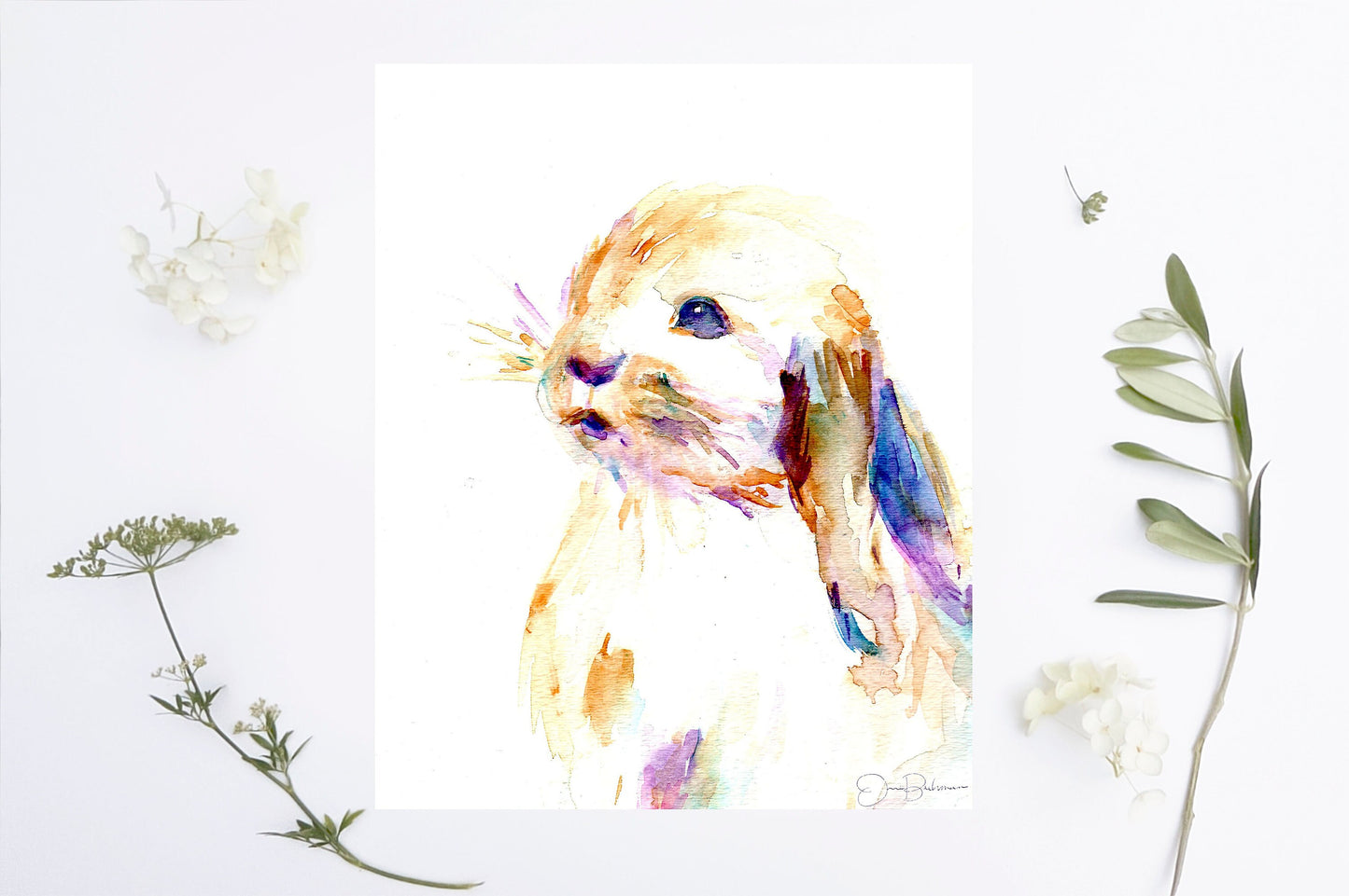 Bunny Print Digital Download, "Cottontail" by Jess Buhman, Instant Download, Print at Home, Watercolor Animal, Nursery Art