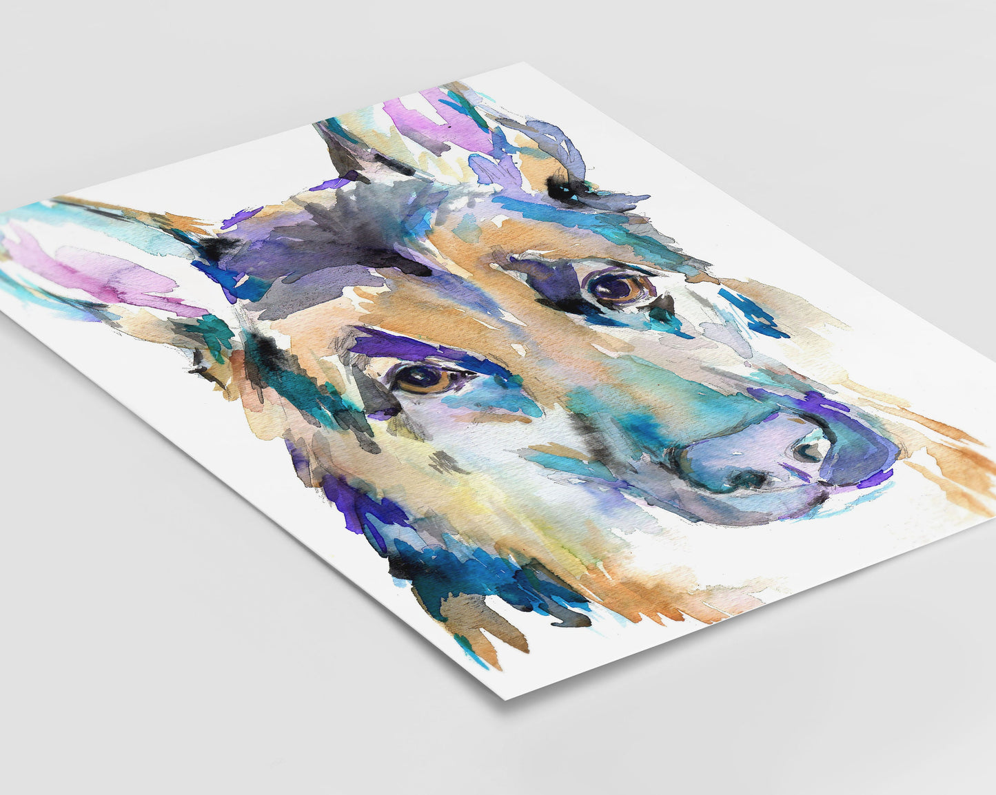 German Shepherd Watercolor Print | "German Shepherd" by Jess Buhman, Multiple Sizes, Choose Your Size, Dog Watercolor, Abstract Dog Painting
