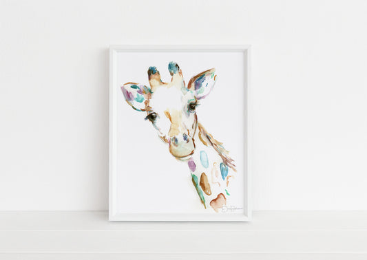 Watercolor Giraffe Print Instant Download | "Joshua the Giraffe" by Jess Buhman, 16" x 20" Digital File, Print at Home, Nursery Decor