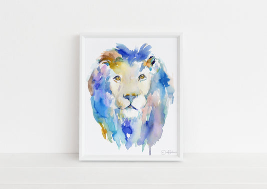 Lion Watercolor Print | "In Like a Lion" by Jess Buhman, Select Your Size, Multiple Sizes, Nursery Painting, Zoo Animal Art, Abstract Art