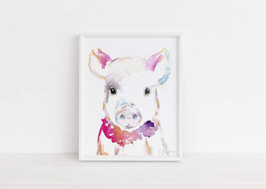 Pig Watercolor Print |  "Petunia the Pig" by Jess Buhman, Multiple Sizes, Select Your Size, Watercolor Animal, Nursery Art