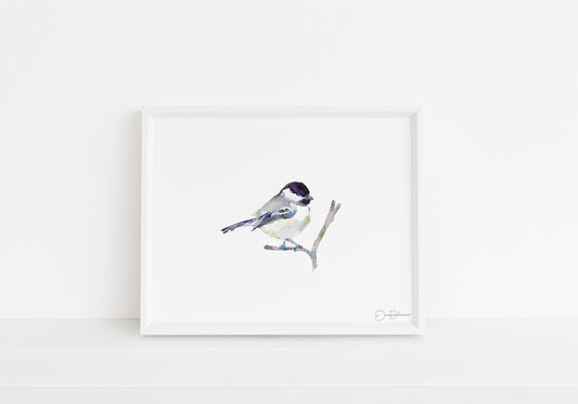 Chickadee Watercolor Print | "Emmylou" by Jess Buhman, Multiple Sizes, Choose Your Size, Bird Painting, Watercolor Bird Art, Chickadee Print