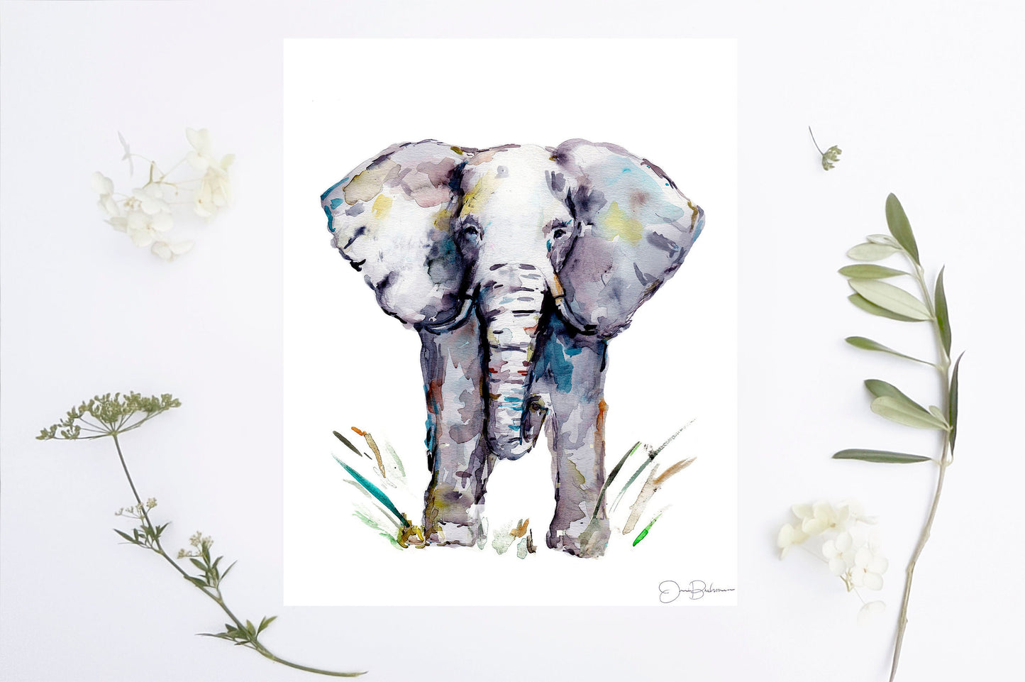 Elephant Watercolor Digital Download | "Cornelius" by Jess Buhman, Instant Download, Print at Home, Elephant Painting, Nursery Art