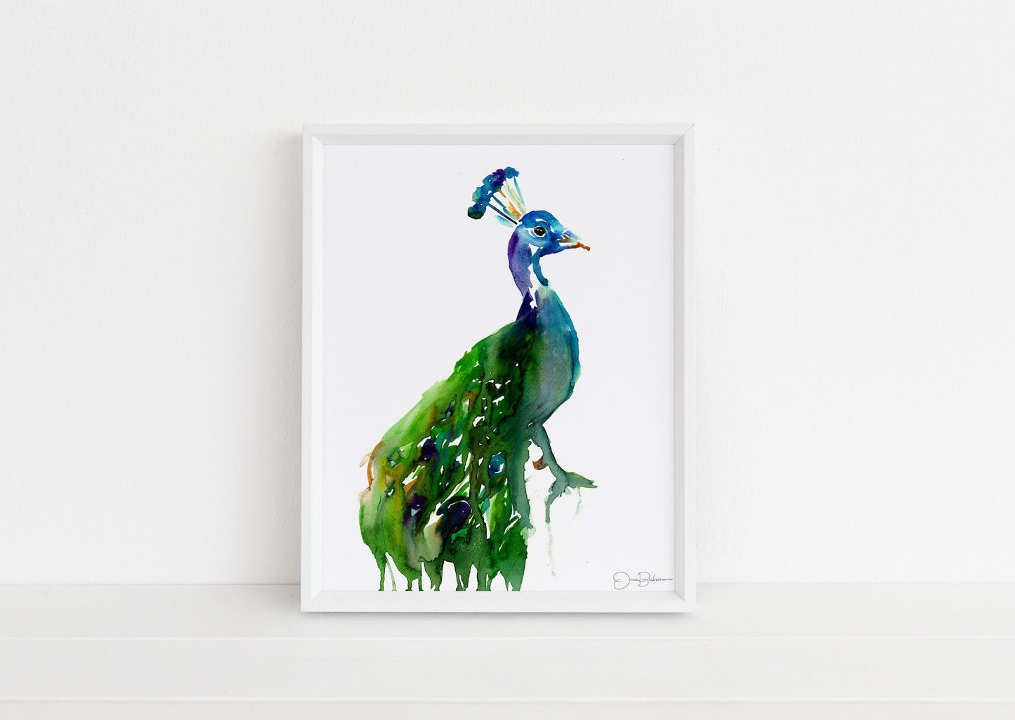 Peacock Watercolor Print | "Priscilla the Peacock" by Jess Buhman, Multiple Sizes, Wall Art, Bird Painting, Home Decor, Choose Your Size