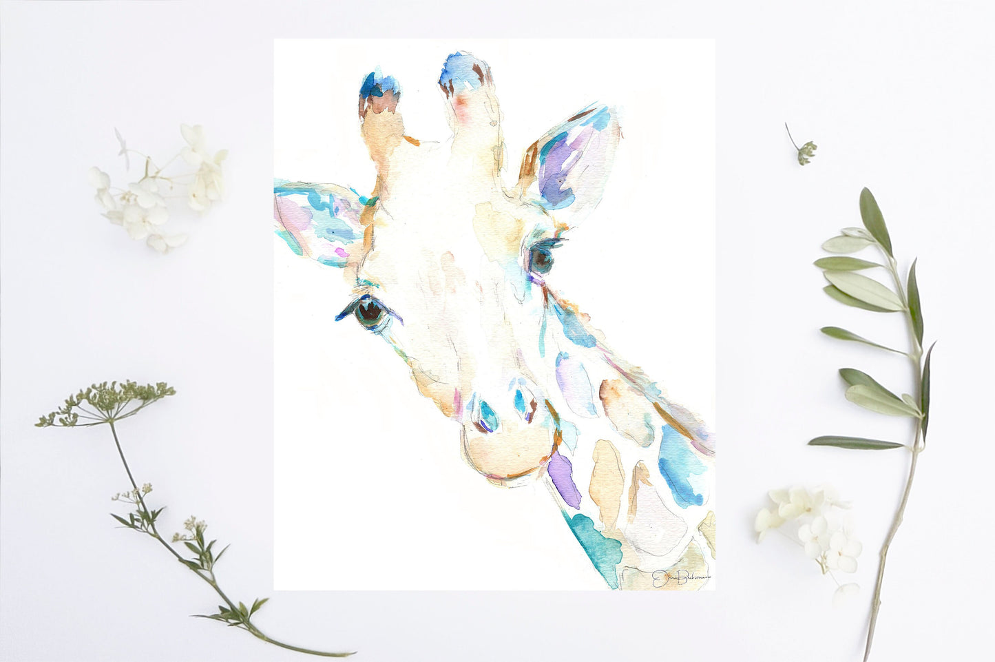 Watercolor Giraffe Print Instant Download | "George the Giraffe" by Jess Buhman, 8" x 10" Digital File, Print at Home, Nursery Decor