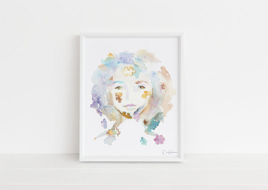 Autism Watercolor Print | "Lexi" by Jess Buhman, Multiple Sizes, Select Your Size, Special Needs Art, Autism Painting, Autism Portrait Girl
