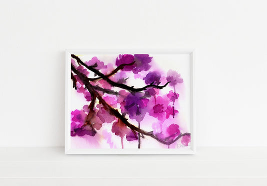 Cherry Blossoms Watercolor Painting Print, "Cherry Blossoms" by Jess Buhman, Multiple Sizes, Select Your Size, Watercolor Flowers