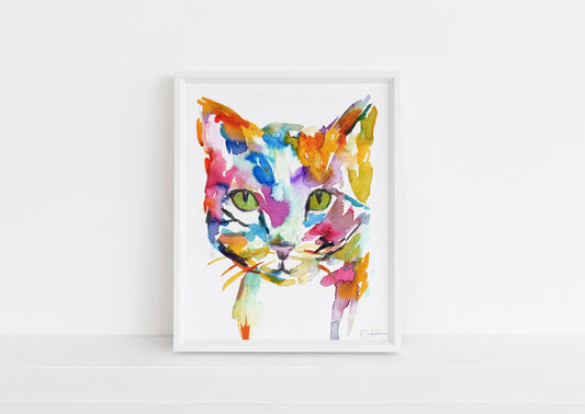 Cat Watercolor Print | "Cat" by Jess Buhman, Multiple Sizes, Select Your Size, Cat Painting, Pet Painting, Tabby Cat Painting