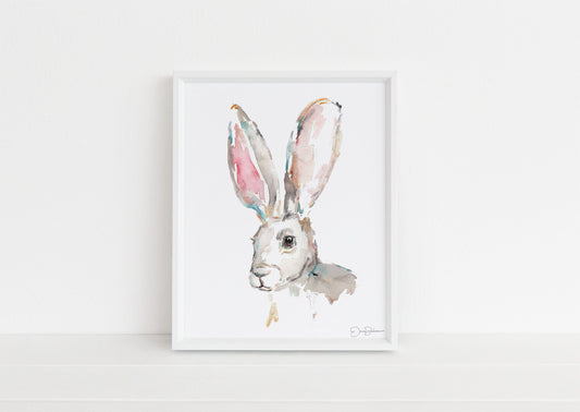 Rabbit Watercolor Painting  | "Jackrabbit" by Jess Buhman, Multiple Sizes, Select Your Size, Nursery Art, Watercolor Bunny