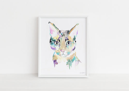 Savannah Cat Watercolor Print  | "Savannah" by Jess Buhman, Multiple Sizes, Select Your Size, Tabby Cat Painting, Nursery Art