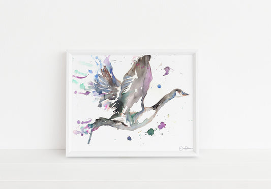 Watercolor Goose Print  |  "Something Told the Wild Goose" by Jessica Buhman 10 x 8  Bird Flying Geese