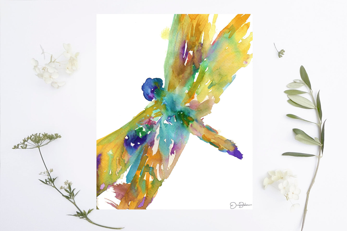 Watercolor Dragonfly Instant Download  |  "Dragonfly" by Jess Buhman, Printable 8" x 10" Watercolor Art, Digital Print, Print at Home