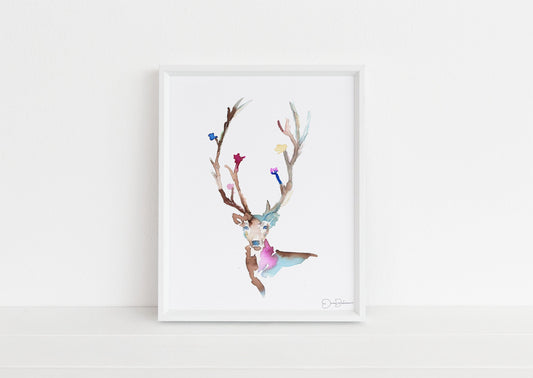 Deer Watercolor Print | "What a Beaut!" by Jess Buhman, Multiple Sizes, Select Your Size, Christmas Decor, Deer Painting