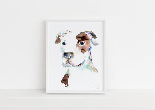 Watercolor Dog Painting | "Pit Bull" by Jessica Buhman, Multiple Sizes, Print of Dog, Pit Bull Painting Boxer Art, Print of Dog, Pet Art
