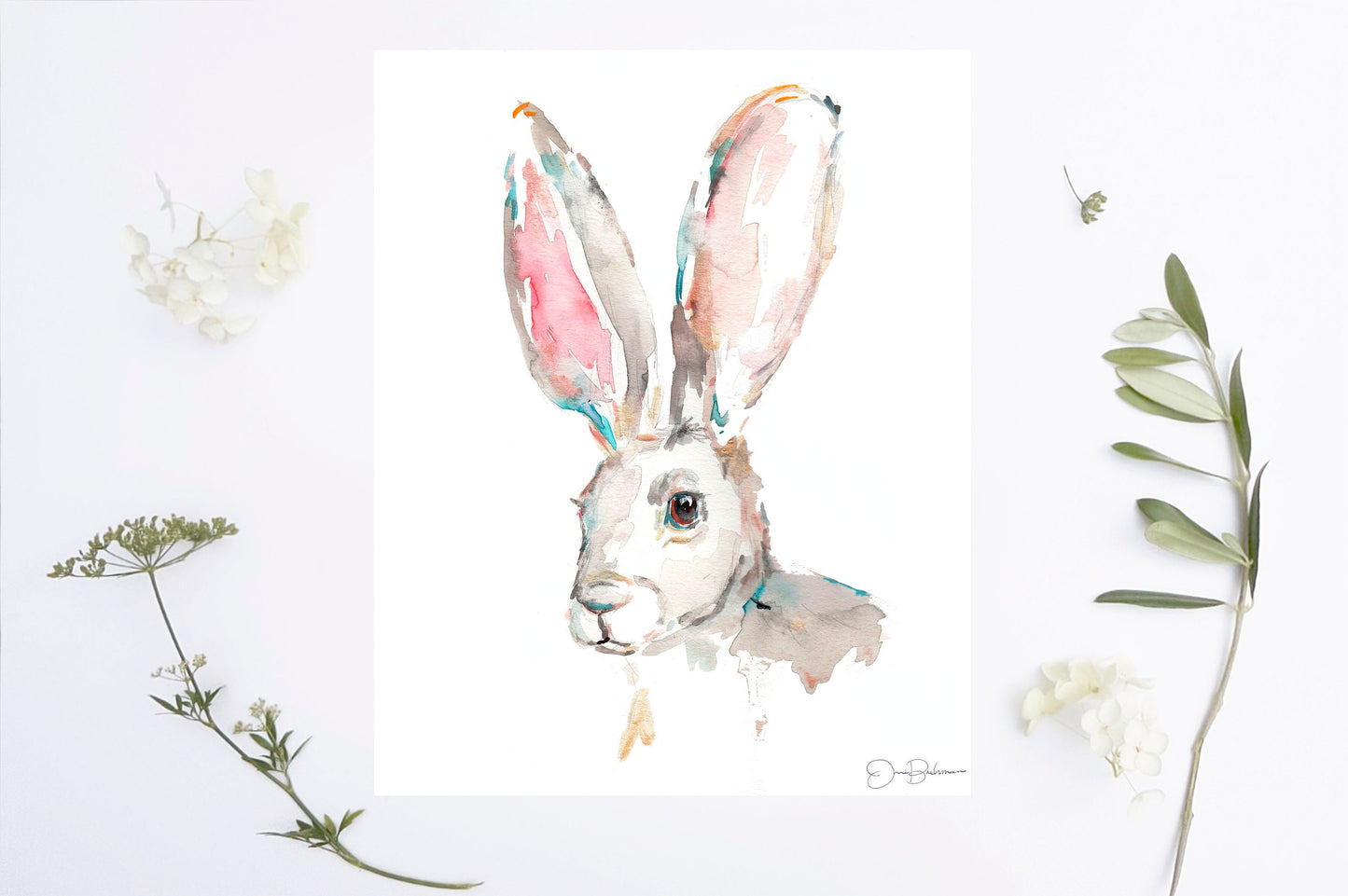 Bunny Print Digital Download | "Jackrabbit" by Jess Buhman, Instant Download, Print at Home, Watercolor Animal, Nursery Art