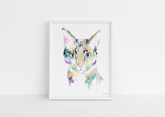 Cat Watercolor Print Instant Download | "Savannah Cat" by Jess Buhman, 8" x 10", Print at Home, Digital File, Instant Gift Idea