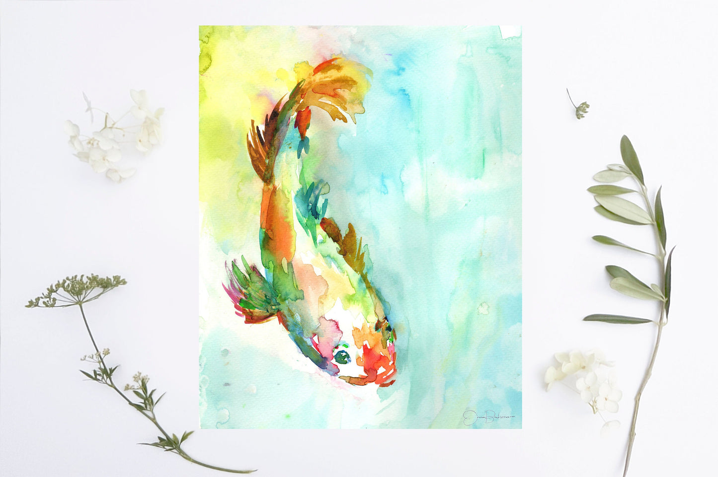 Koi Fish Watercolor Print, "Dreams of Koi" by Jess Buhman,  Multiple Sizes, Select Your Size, Watercolor Koi