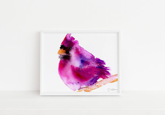 Cardinal Watercolor Print | "Corduroy the Cardinal" by Jess Buhman, Multiple Sizes, Select Your Size, Abstract Cardinal Art